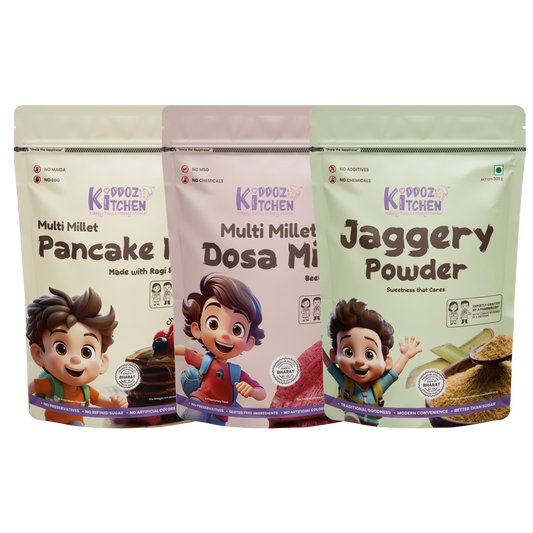 Millet Pancake Mix, Millet Dosa Mix & Jaggery Powder - 900g (300g + 300g + 300g)