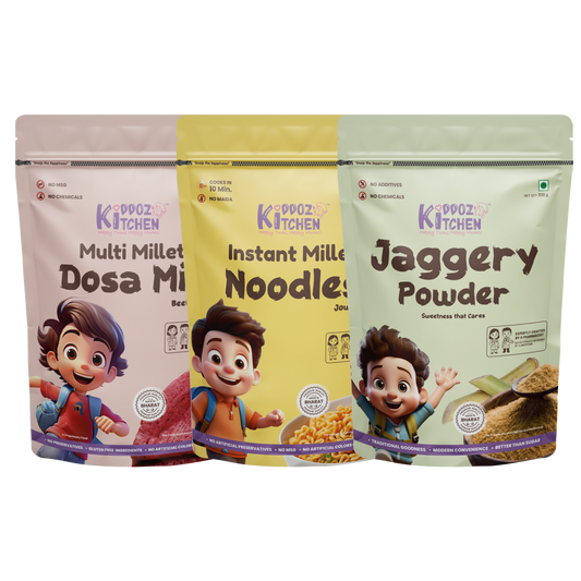 Millet Dosa Mix, Instant Millet Noodles & Jaggery Powder Combo-720g (300g + 120g + 300g)