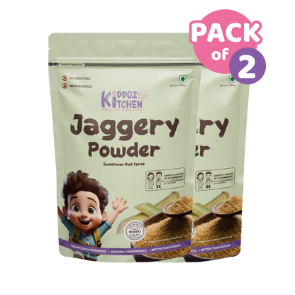 Kiddoz Kitchen Jaggery Powder – Natural Sweetener | Made from Pure Sugarcane | No Chemicals | Unrefined & Wholesome – Pack of 2 - 600g (2x300g)