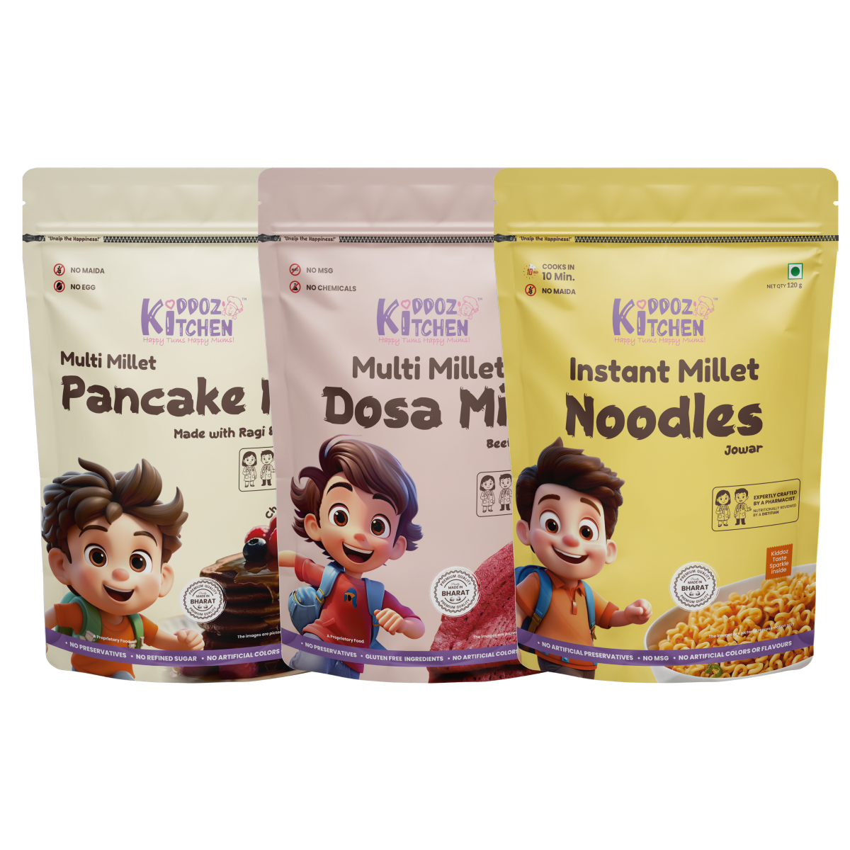 Millet Pancake Mix, Millet Dosa Mix & Instant Millet Noodles Combo-720g (300g + 300g + 120g)