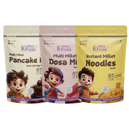 Millet Pancake Mix, Millet Dosa Mix & Instant Millet Noodles Combo-720g (300g + 300g + 120g)