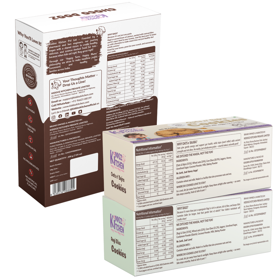 Choco Dooz & Oats n’ Bajra & Ragi Bliss Cookies Pack of 3 (400g)