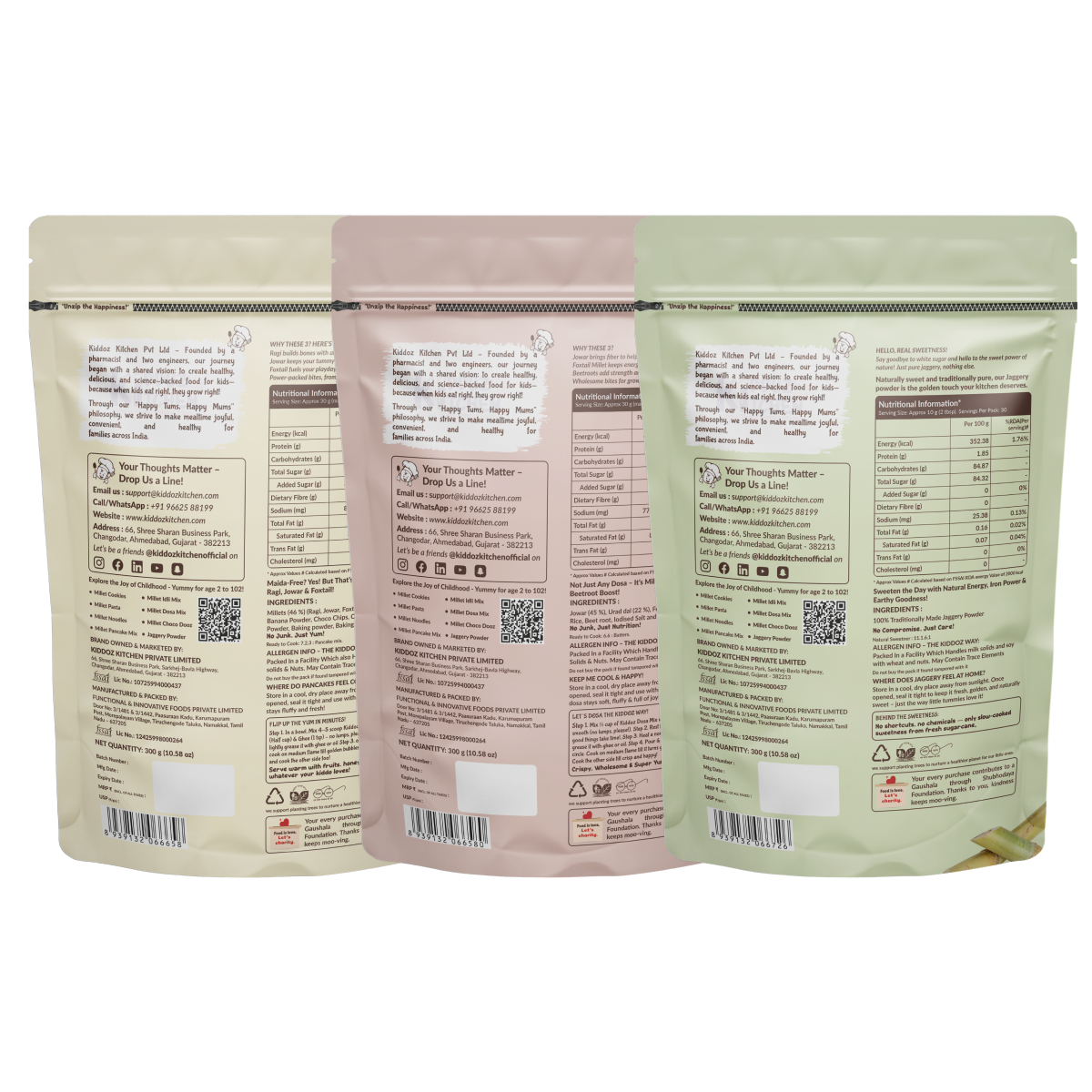 Millet Pancake Mix, Millet Dosa Mix & Jaggery Powder - 900g (300g + 300g + 300g)