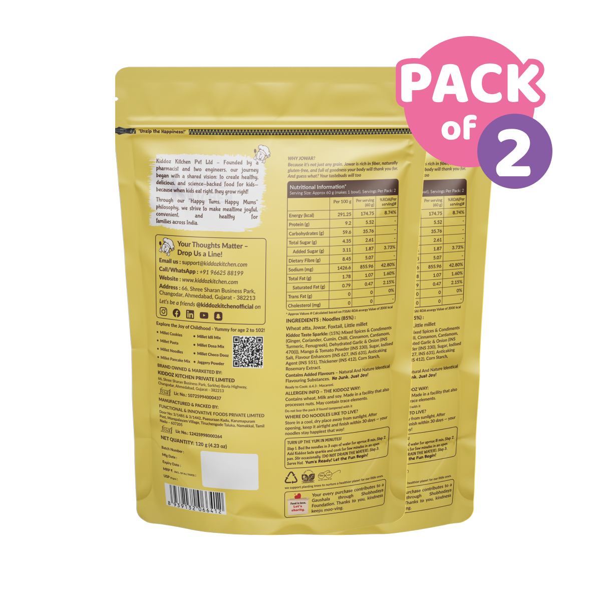 Instant Healthy Millet Noodles | Jowar  Pack of 2 - 240g (2x120g)