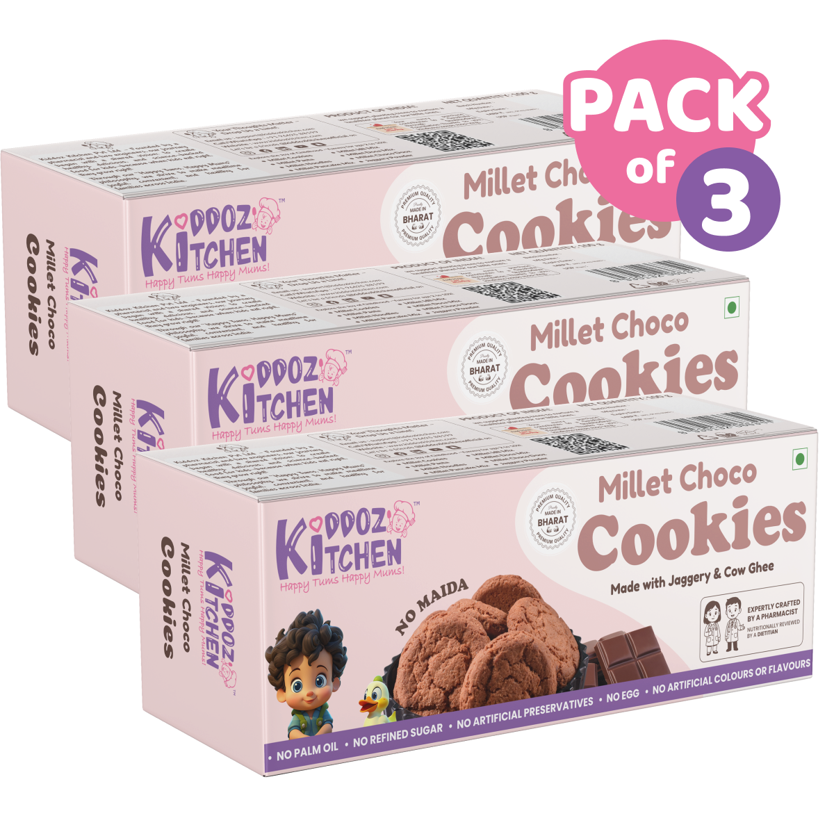 Multi Millet Chocolate Healthy Cookies Pack of 3- 300g (3x100g)