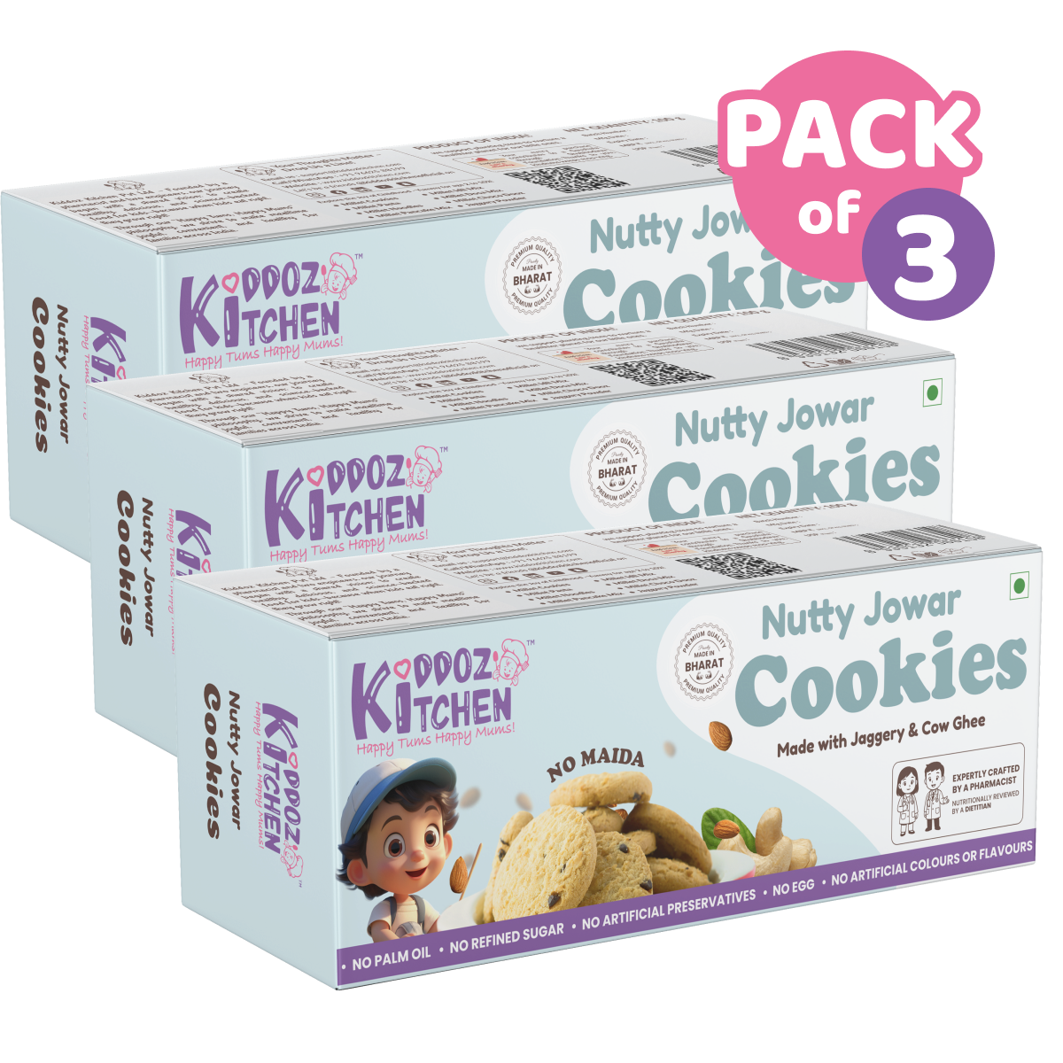 Nutty Jowar Millet Healthy Cookies Pack of 3- 300g (3x100g)