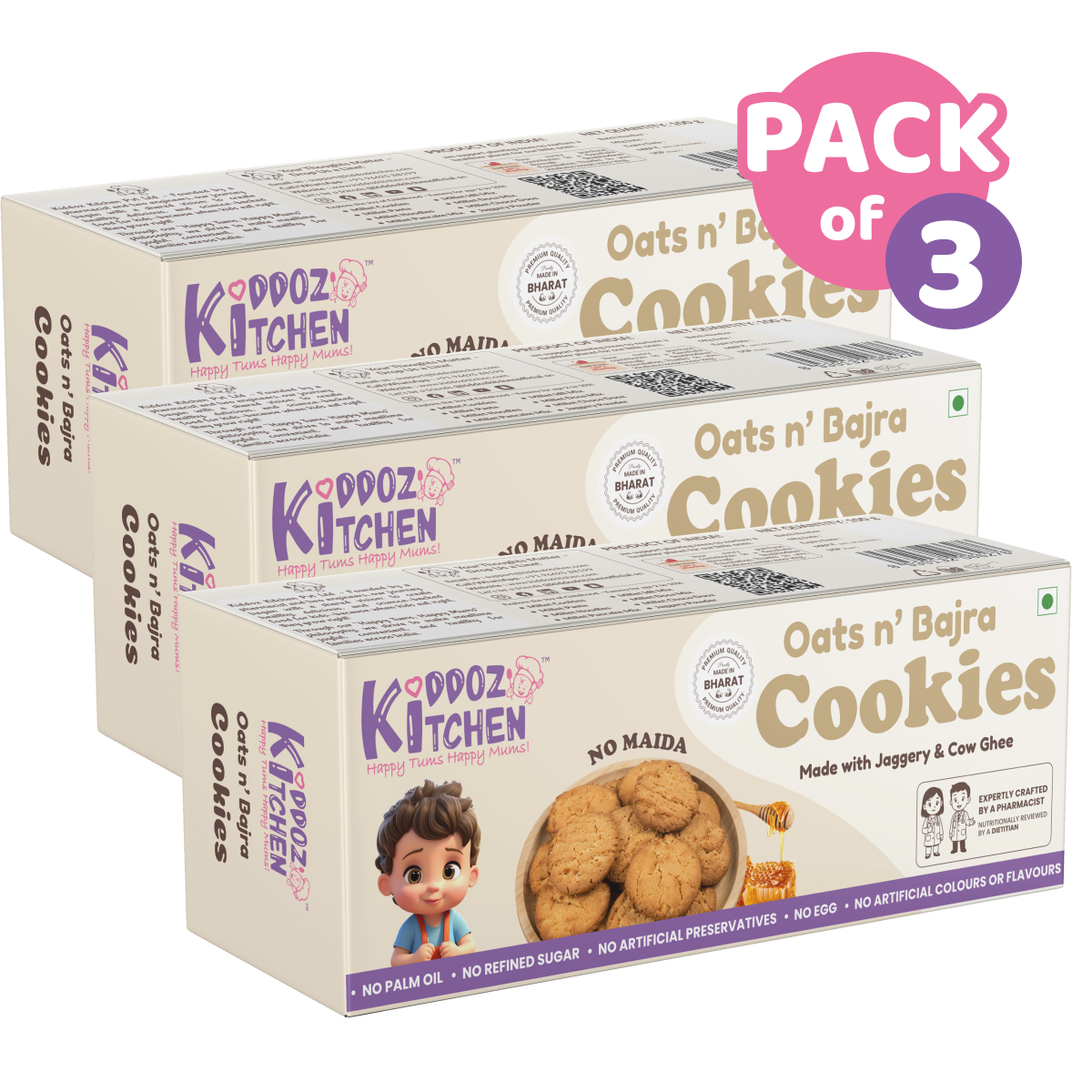 Oats n' Bajra Healthy Millet Cookies Pack of 3- 300g (3x100g)