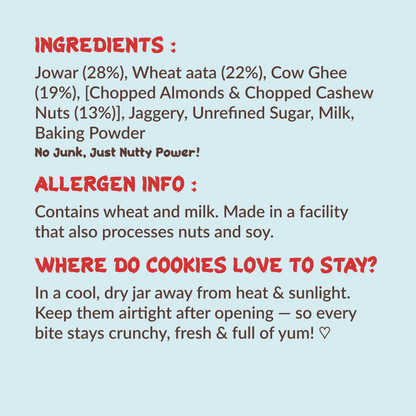 Nutty Jowar Millet Healthy Cookies Pack of 3- 300g (3x100g)
