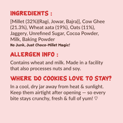 Multi Millet Chocolate Healthy Cookies Pack of 3- 300g (3x100g)