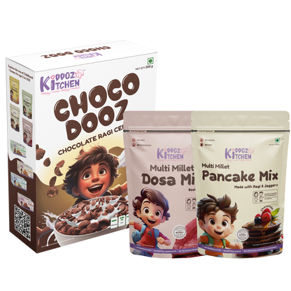 Choco Dooz, Millet Pancake Mix & Millet Dosa Mix Combo-800g (200g + 300g + 300g)