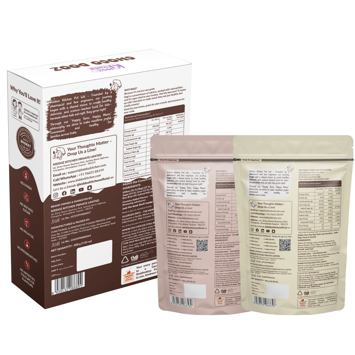 Choco Dooz, Millet Pancake Mix & Millet Dosa Mix Combo-800g (200g + 300g + 300g)
