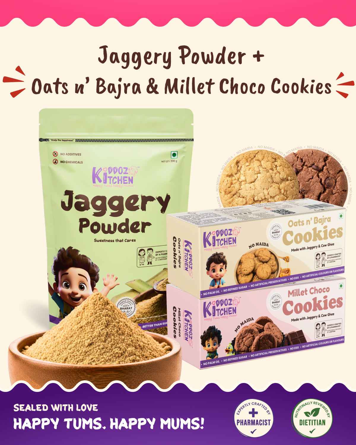Jaggery + Millet Cookies Combo - 500g