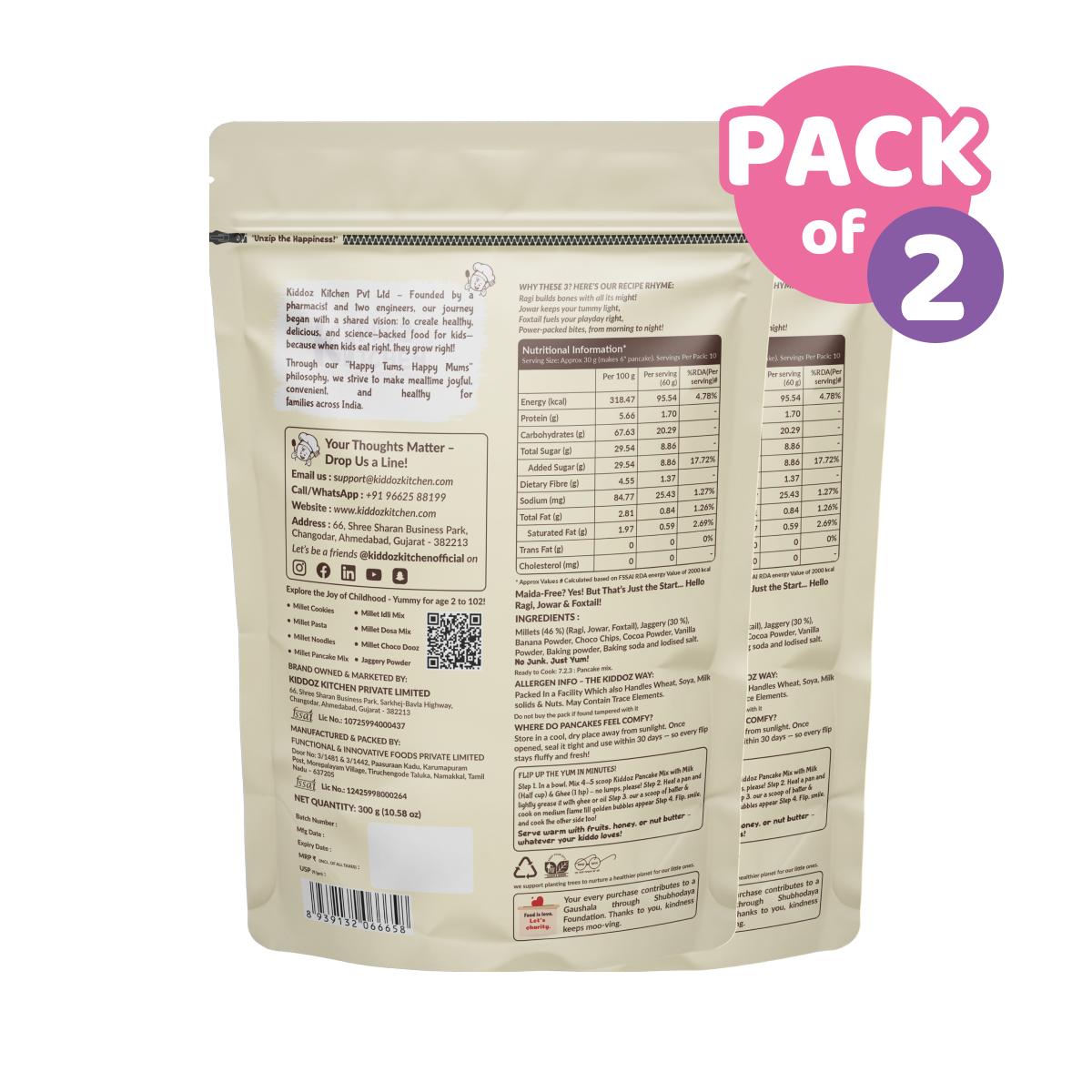 Multi Millet Pancake Mix – Chocolate Pack of 2- 600g (2x300g)